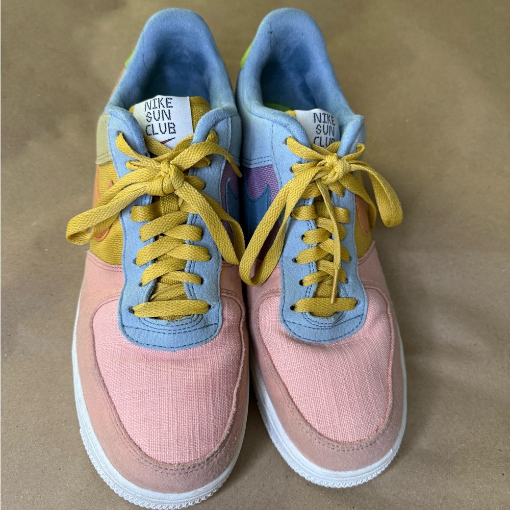 Nike Pink and Blue Sneakers with Color-Blocking Design